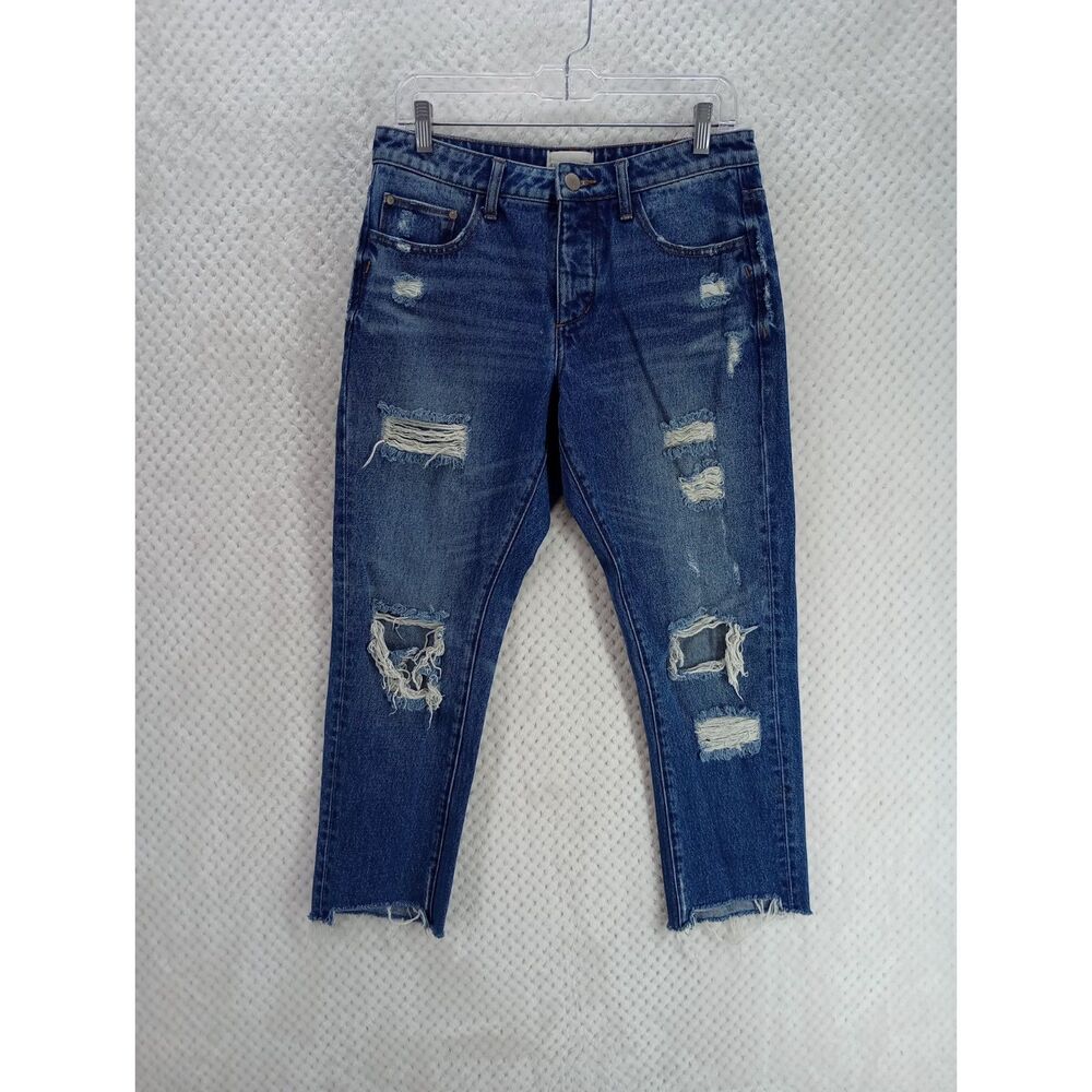 Gilded Intent High Rise Ankle Straight Women's 28 Destroyed Button Fly Jeans